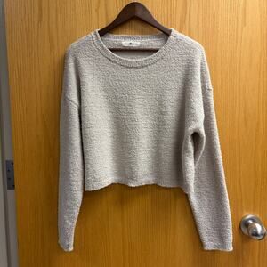 Natural Life Boxy Teddy Boucle Knit Pullover Cropped Sweater Boho Beachy